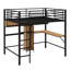 Lit mezzanine avec bureau en L et tablettes