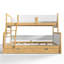 Lit superposé simple au-dessus de grand lit simple avec tiroirs de rangement, lit superposé pour enfant en bois massif avec lattes, conception convertible, blanc et naturel