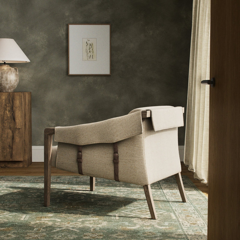 Karin 27" Wide Armchair, Thames Cream Polyester Blend, Brown