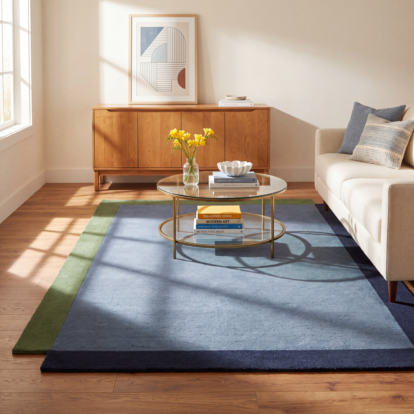 Tallulah Solid Blue Hand-Tufted Wool Rug, Rectangle 3'6" x 5'6"