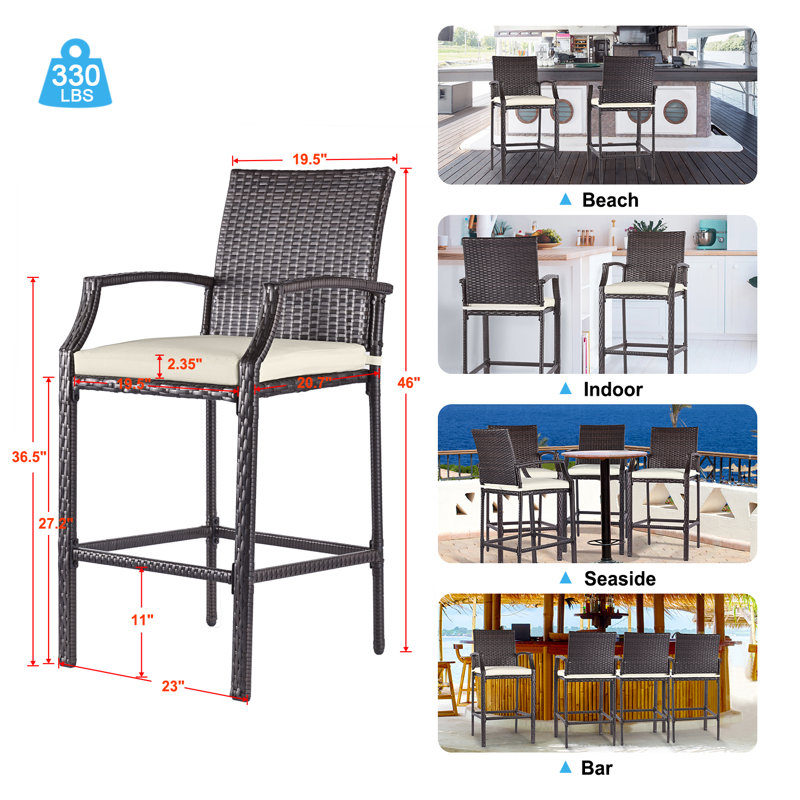 Tabouret de bar 46 po avec coussin Charone