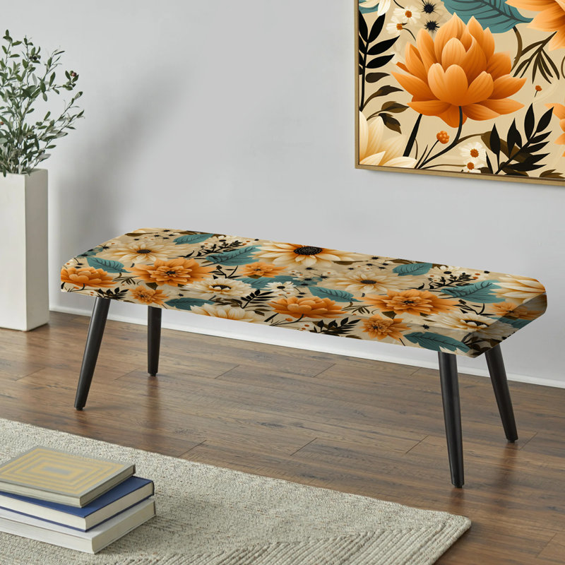 Banc rembourré noir, Mod Floral Nostalgia IV