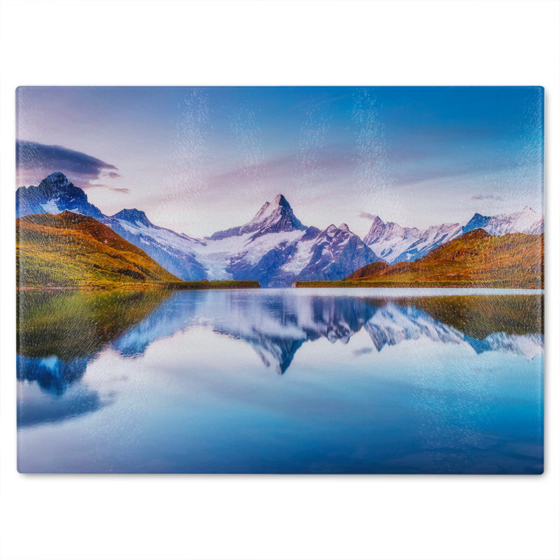 Panoramic view of the Mt. Schreckhorn and Wetterhorn Designer Glass Chopping Board, 28cm L x 20cm W