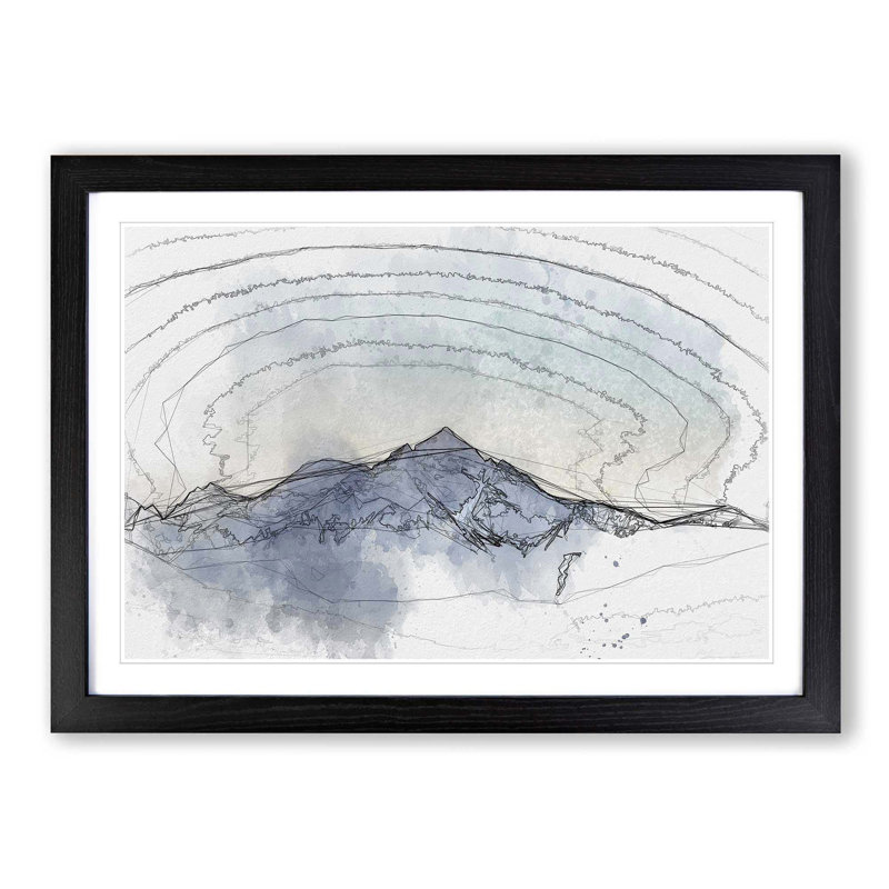 Moody Winter Mountain in Austria - Picture Frame Graphic Art Print, 27cm H x 36cm W x 2cm D, Black Framed