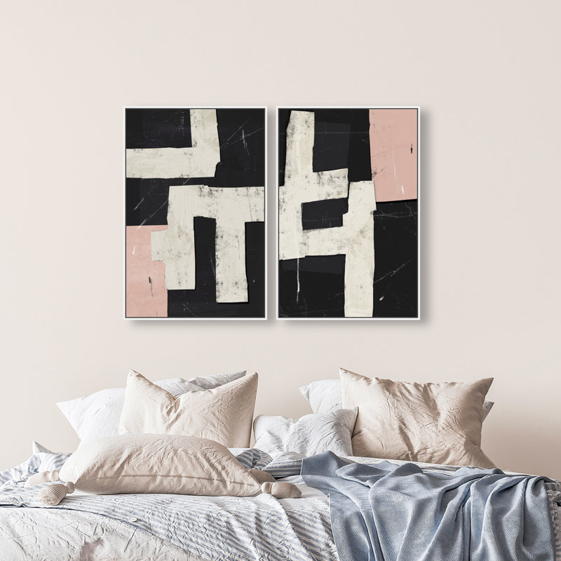 Placed Together Set Set by Oliver Gal, 25"H x 37"W, White Floater Frame