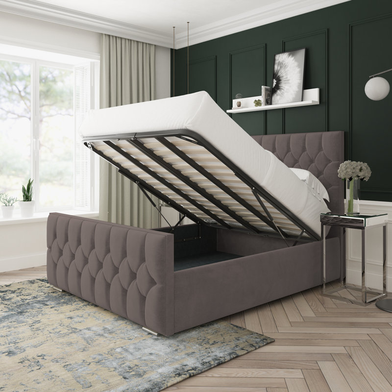 Upholstered Divan Bed, Small Double (4'), Slate