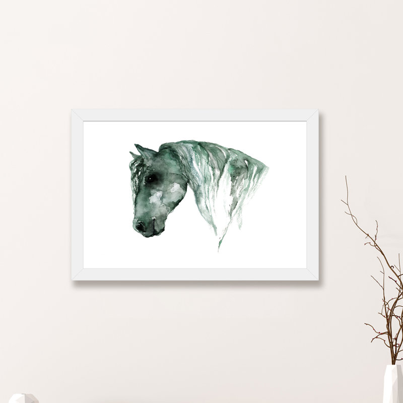Art du cheval, Papier avec cadre blanc, H 16 po x l 24 po x P 1 po