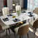 Dashon Modern Rectangular Sintered Stone Dining Table with Gold Stainless Steel Base