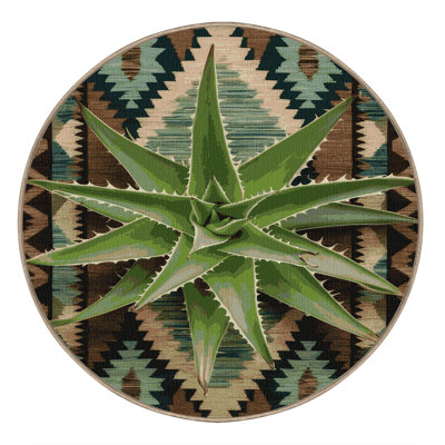 Washable Aloe Vera Southwestern Area Rug