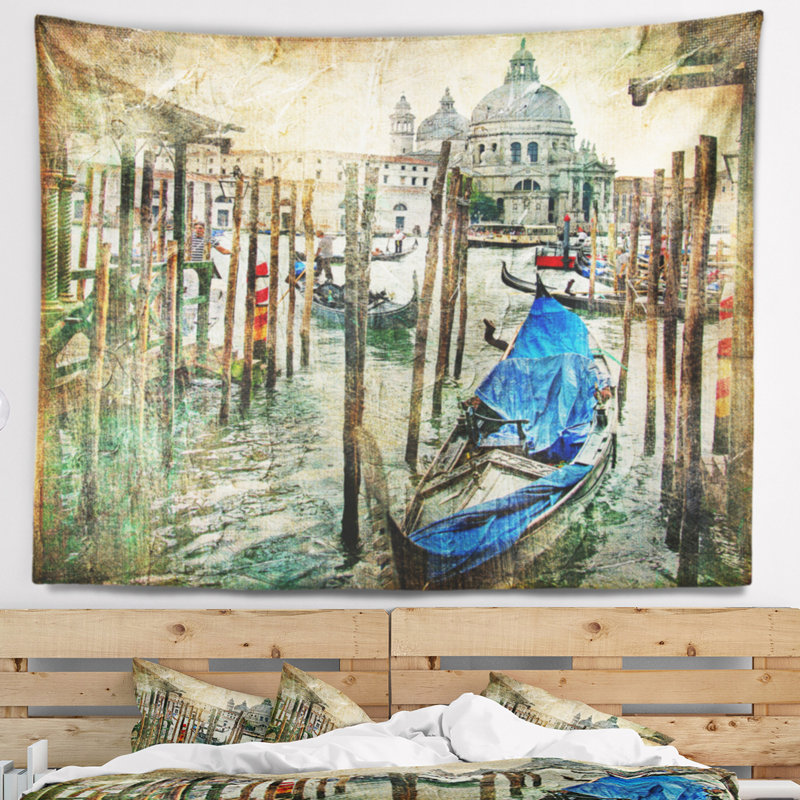 Paysage belle tapisserie de venise, H 32 po x l 39 po