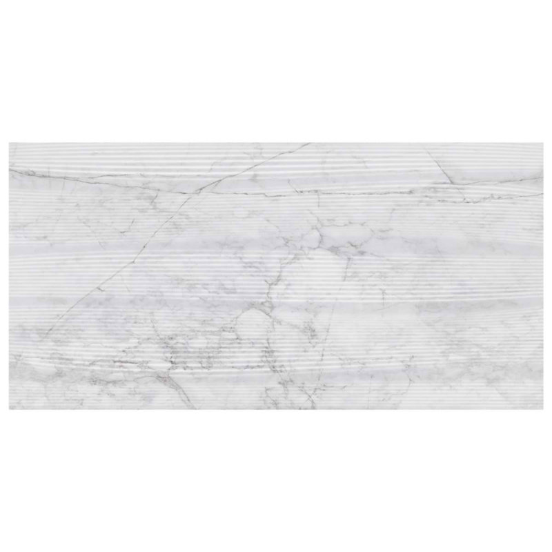 Autograph Vibe 24X48 3D TeXtured Marble Look Matte Porcelain Tile, Caldia Oro White