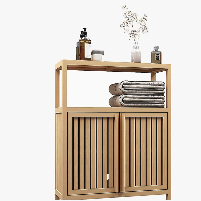 Armoire de rangement en bambou avec tablettes Living Room, Naturel