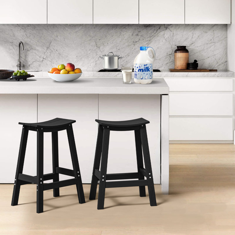 Wood-Look HDPE Bar Stool, Black