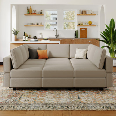 Wylodene 90.2" Wide Velvet Reversible Storage Modular Sofa Sectional Couch Convertible Livingroom Bedroom Large Sofa Bed Sleeper