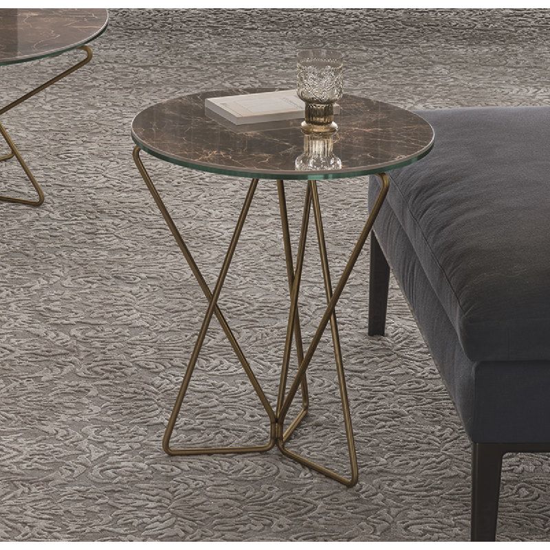 Arxhira Cross Legs Coffee Table, Emperador/Brown