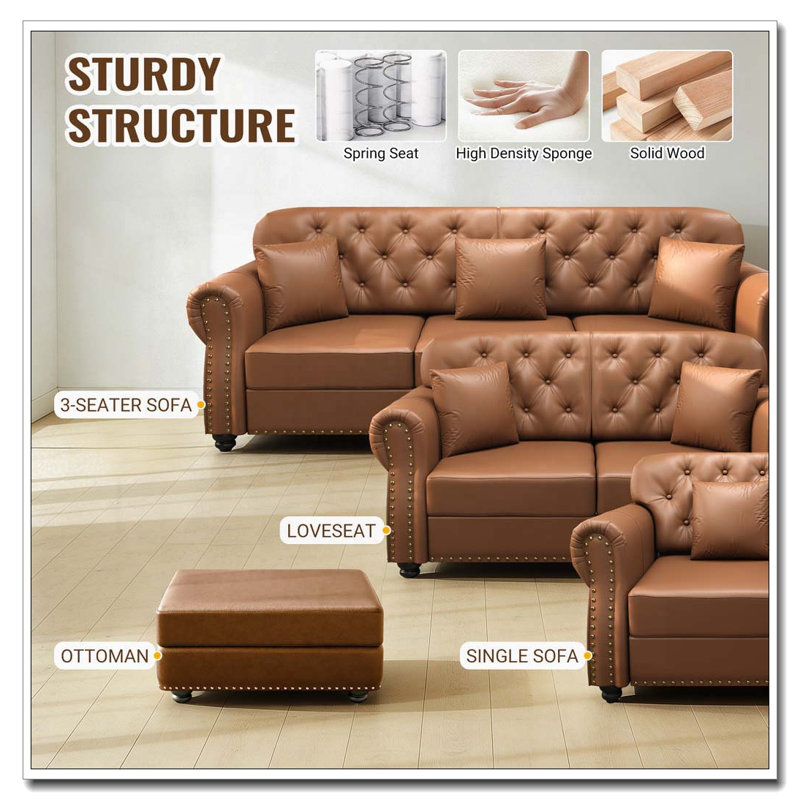 Repose-pieds en similicuir, Brun
