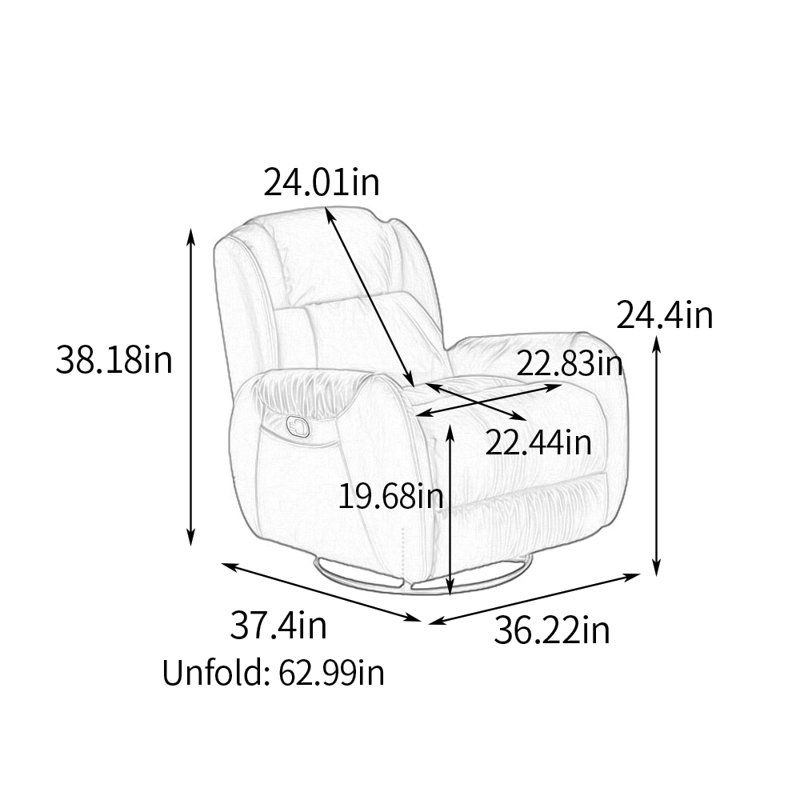 Canapé inclinable polyvalent avec poche de rangement, Gris