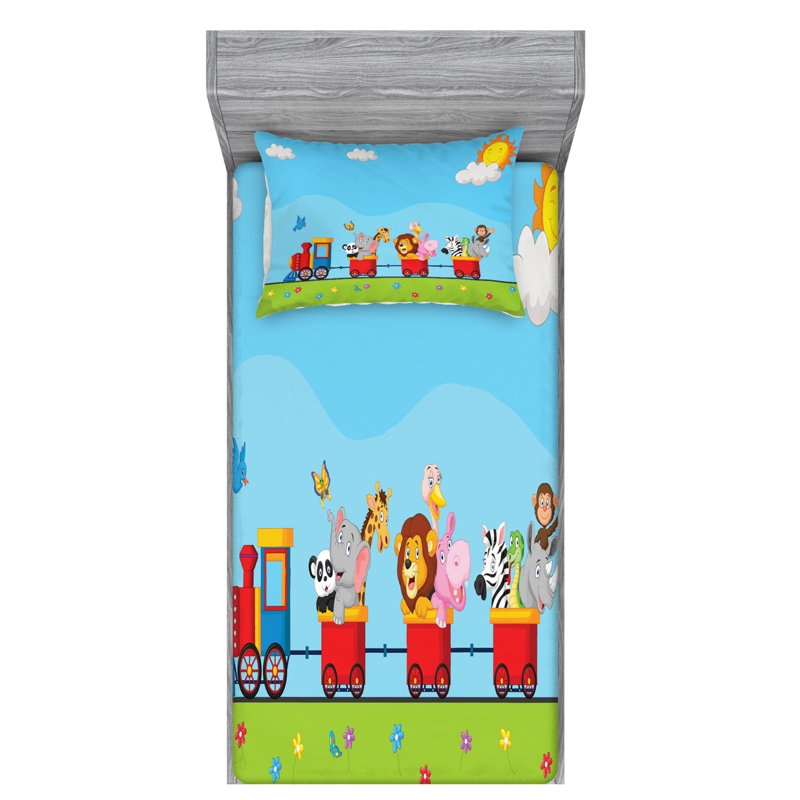 Cartoon Microfiber Sheet Set, Twin XL Sheet Set + Fitted Sheet + 1 Pillowcase
