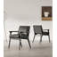 Italian Minimalist Solid Wood Ash Wood Armrests And Faux Leather Dining Chairs