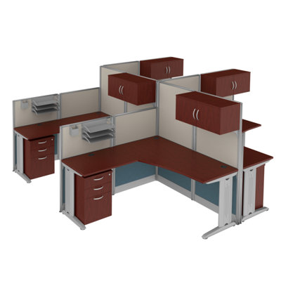 Poste de travail à panneau en forme de L pour 4 personnes 63H x 129W Regency