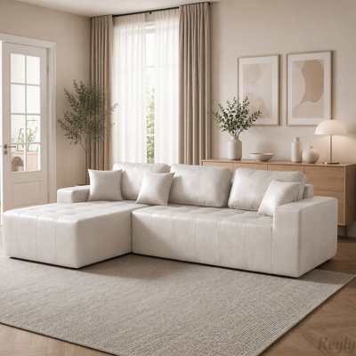 Faux Leather L-Shaped Sectional Sofa with Chaise