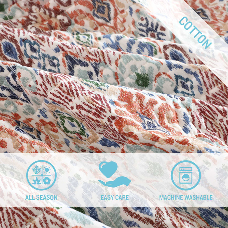 Tommy Bahama Enchantment Cotton Reversible Quilt Set, Twin Quilt + 1 Standard Sham
