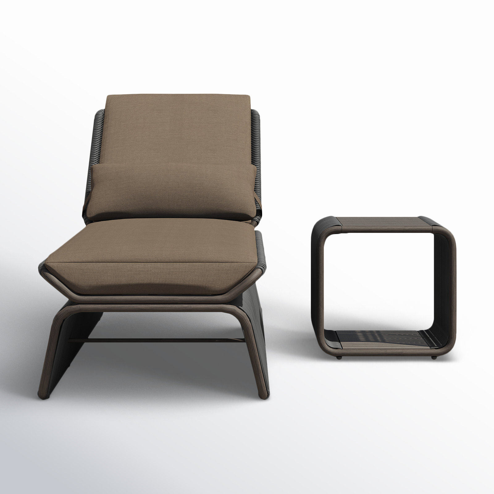 Harper 26.38'' Outdoor Chaise Lounge with Table, Dark Gray, 	Spectrum Caribou
