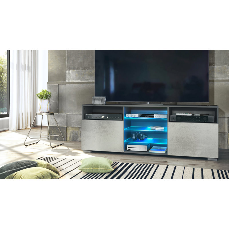 Aviraaj Unfinished Entertainment Centre for TVs up to 65", Anthracite/Concrete Oxide Look