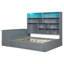Lit de jour double en bois avec trois tiroirs, bureau, tablettes et lumières, gris-1586901555