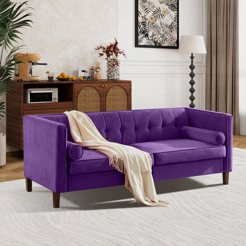 Canapé en velours 78 po, Velours mauve