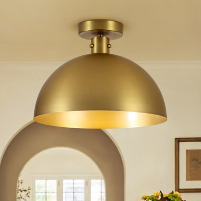 Modern Industrial 1 - Light Gold Dome Metal Semi Flush Mount
