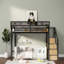 Lit mezzanine double avec rangement, en métal noir, style moderne, gain de place, pour chambre d'enfant