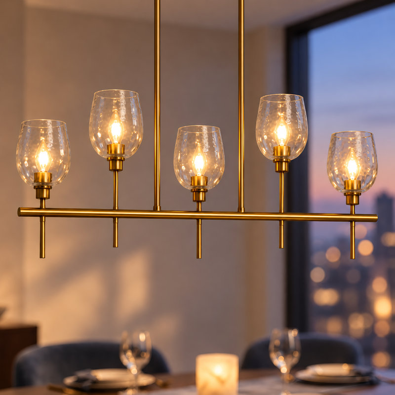 Luminaire suspendu pour îlot de cuisine à 5 lumières Adelgunde
