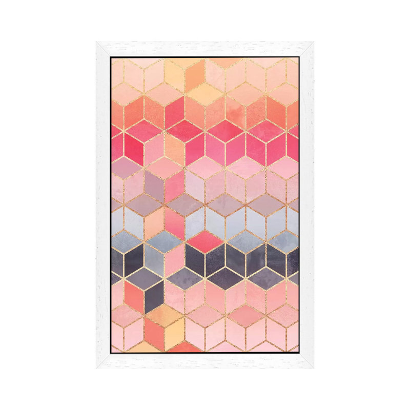 Happy Cubes by Elisabeth Fredriksson - 1 Piece Wall Art on Canvas, 101.6 cm H x 66.04 cm W, White Framed