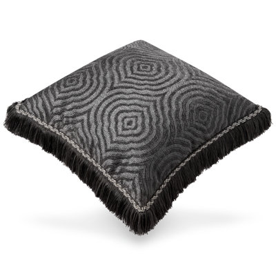 Charcoal Chic Fringed Throw Pillow