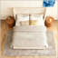 Grand lit tapissier avec tête de lit haute de 54 po Harper, simplicité élégante, aucun sommier nécessaire, assemblage facile, très grand lit, blanc crème-49995893