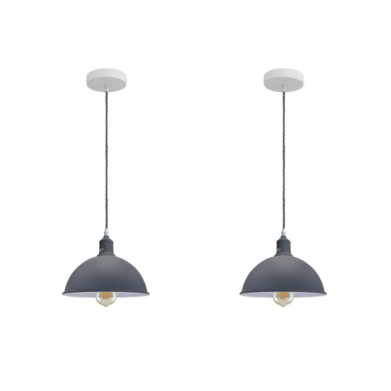 Alaniz Designer 1-Light Pendant in Brushed Steel – Luxury Industrial Ceiling Light by Breakwater Bay, Yes, Gray