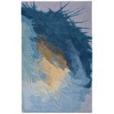 Kawai Hand Knotted Wool Abstract Area Rug in Teal