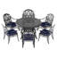 Table d'extérieur en fonte d'aluminium 48 pouces - Noir, antirouille, espace, trou de parasol pour 6 sièges de patio confortables, salle à manger