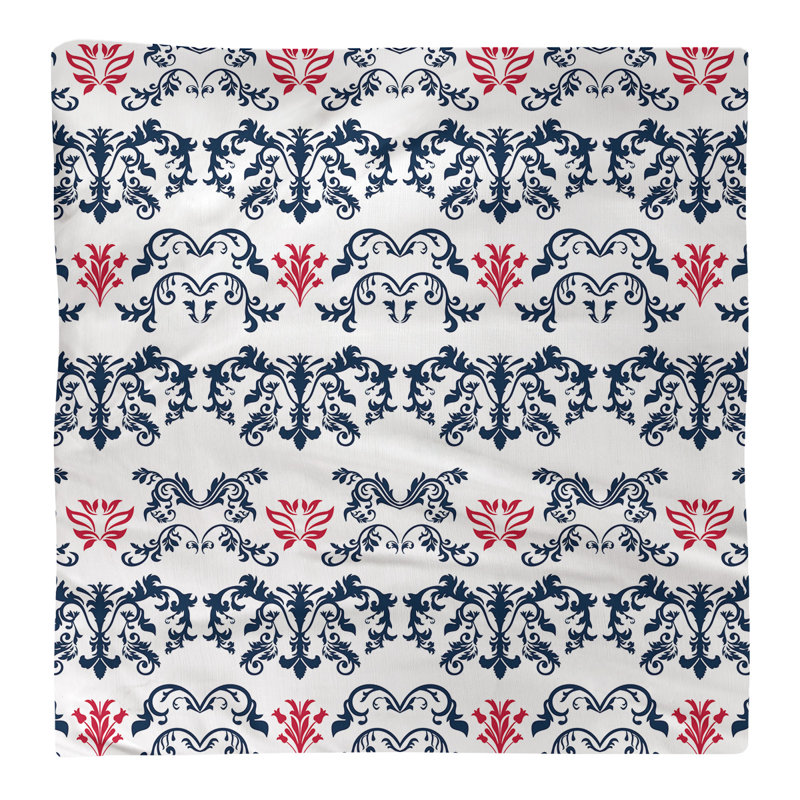 Damask Square Napkin, Nautical Blue/White/Red, Polyester, 22" W x 22" L