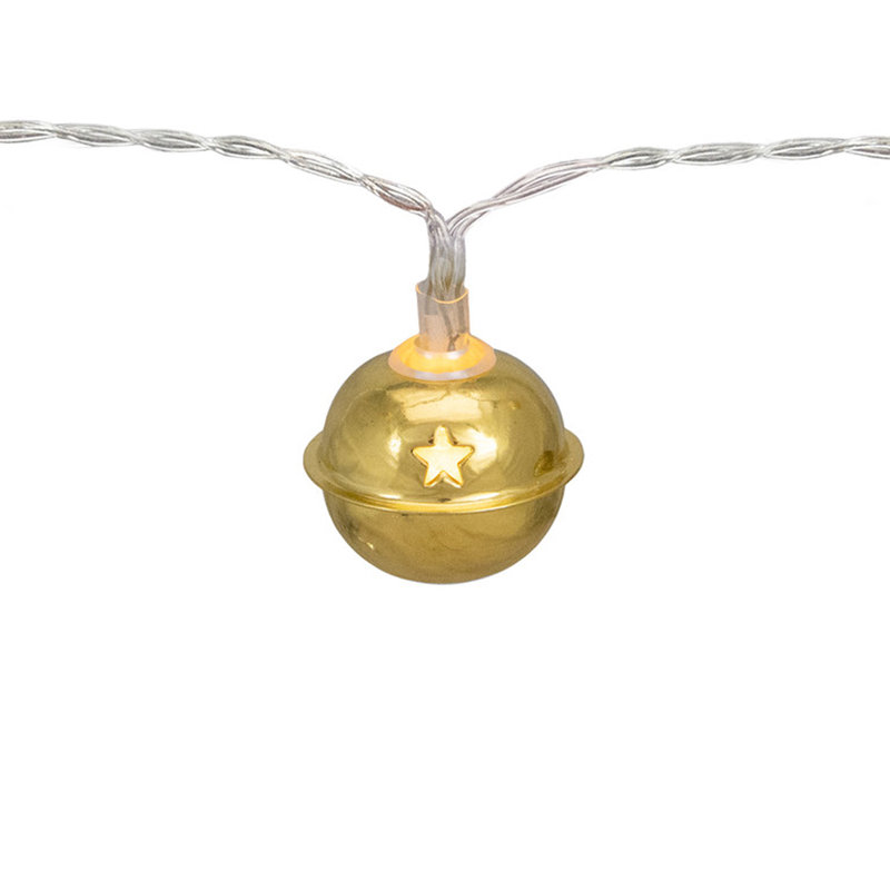 Cloches de Noël dorées 10 lumières à DEL 10 fils en cuivre 5,5 pi