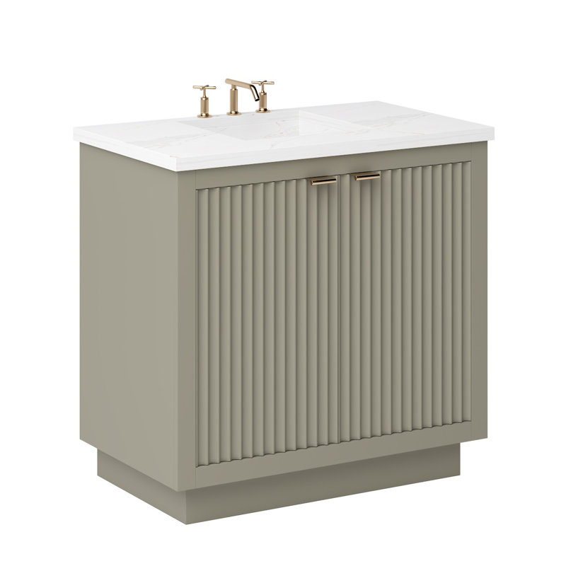 Lecrieú Single Bath Vanity, French Olive, Rose Gold, 48"