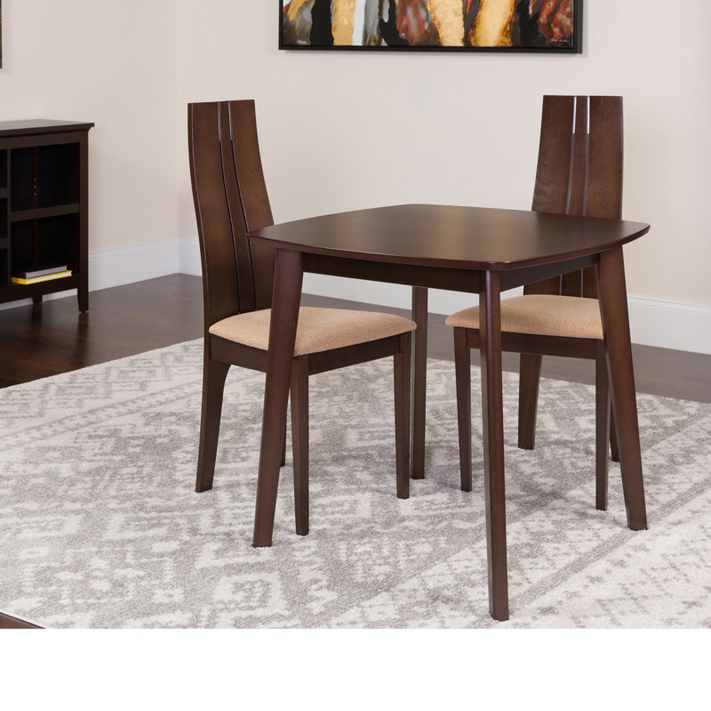Ensemble de salle à manger en bois massif 3 pièces Hulbert, Espresso