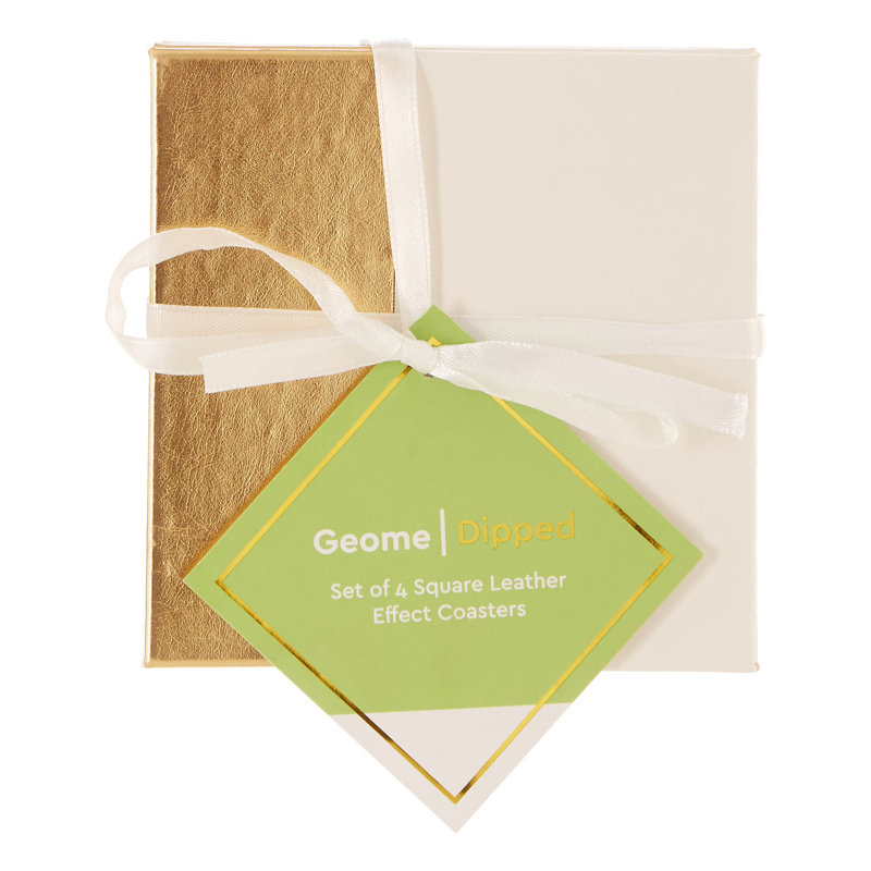 Geome Wood Square 4 Piece Coaster Set