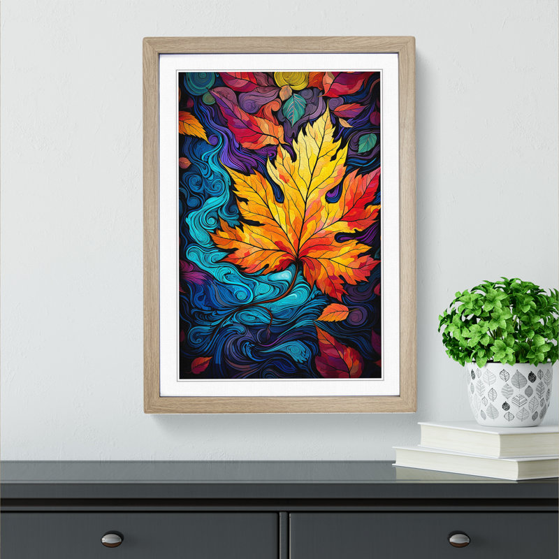 Leaf Futurism No.2 - Framed Print, 46cm H x 34cm W x 2cm D, Oak
