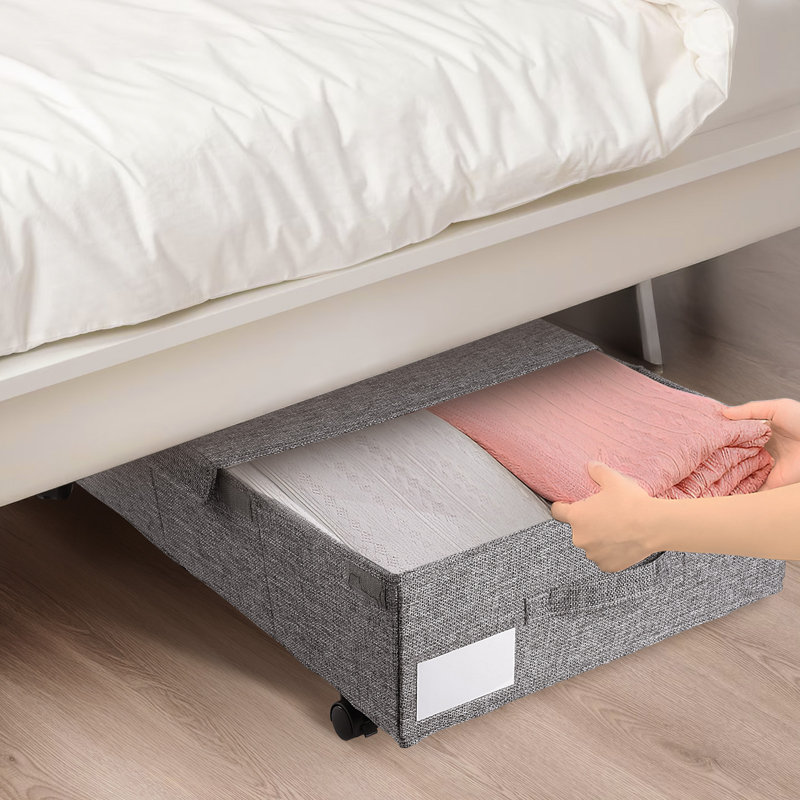 Under Bed Storage With Wheels 2 Pack， Lids Rolling And Handles