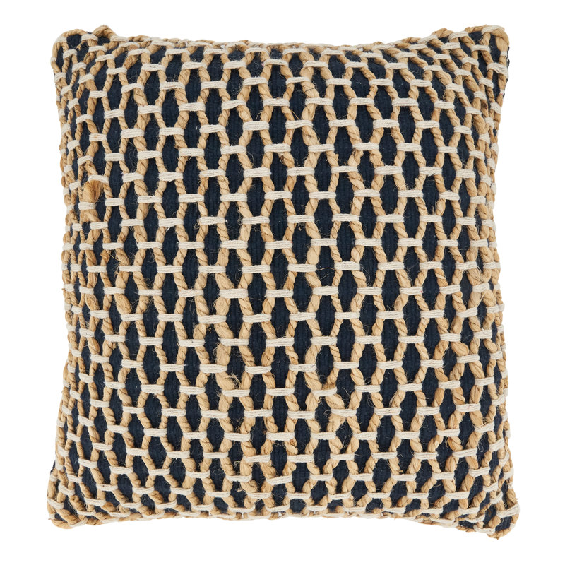 Islander Collection Cotton Throw Pillow, Polyester/Polyfill, Navy Blue, 18"H x 18"W