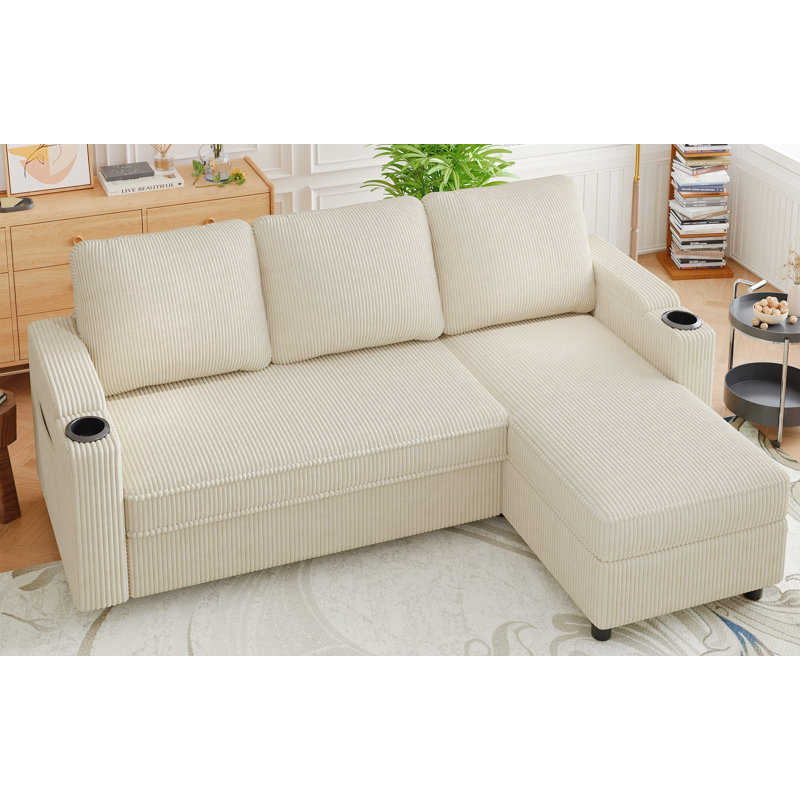 3 Seater Linen Blend Sofa Bed, Beige Linen Blend
