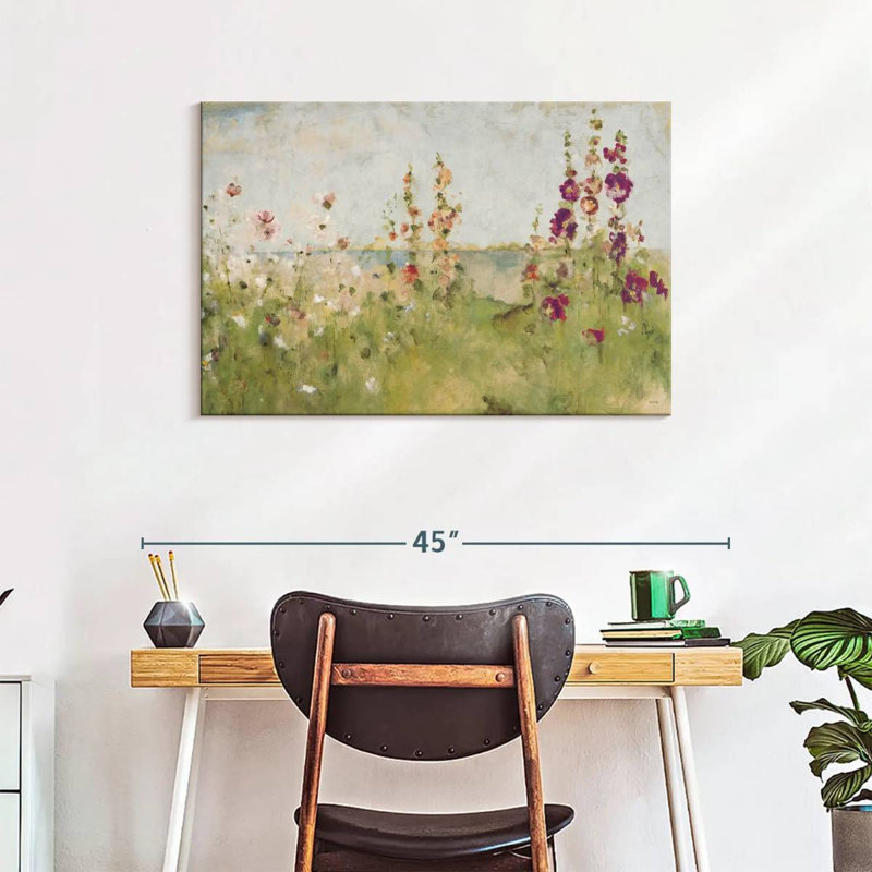 Alvord Hollyhocks By The Sea, H 24 po x l 36 po