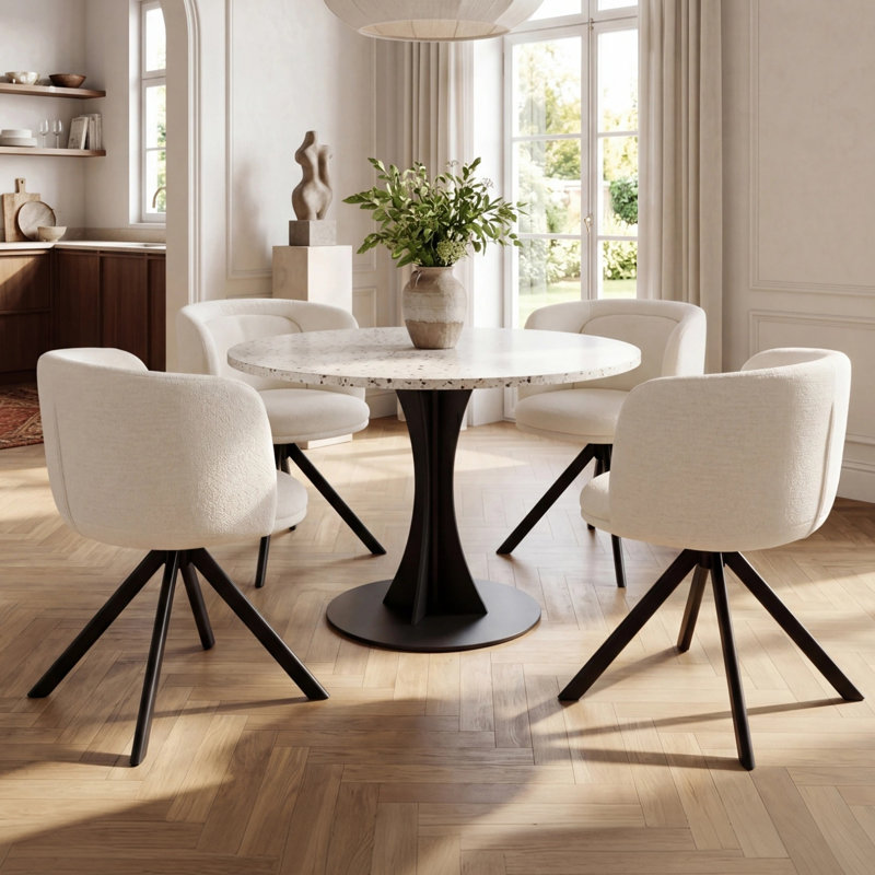 48cm H Upholstered Side Chair, White, 4